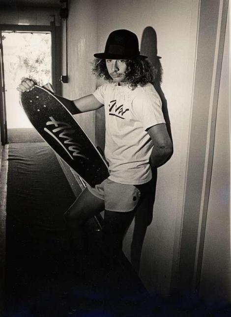 [the rock star of the z-boys was tony alva, first to be world champion and to start making his boards under his own name]